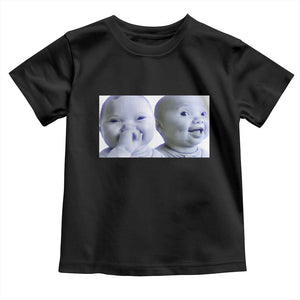 Funny Double Trouble Tuff Baby Meme Toddler T Shirt Viral AI Niche Baby Holding Laugh Duo Reaction TS02 Black Print Your Wear