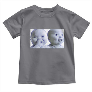 Funny Double Trouble Tuff Baby Meme Toddler T Shirt Viral AI Niche Baby Holding Laugh Duo Reaction TS02 Charcoal Print Your Wear