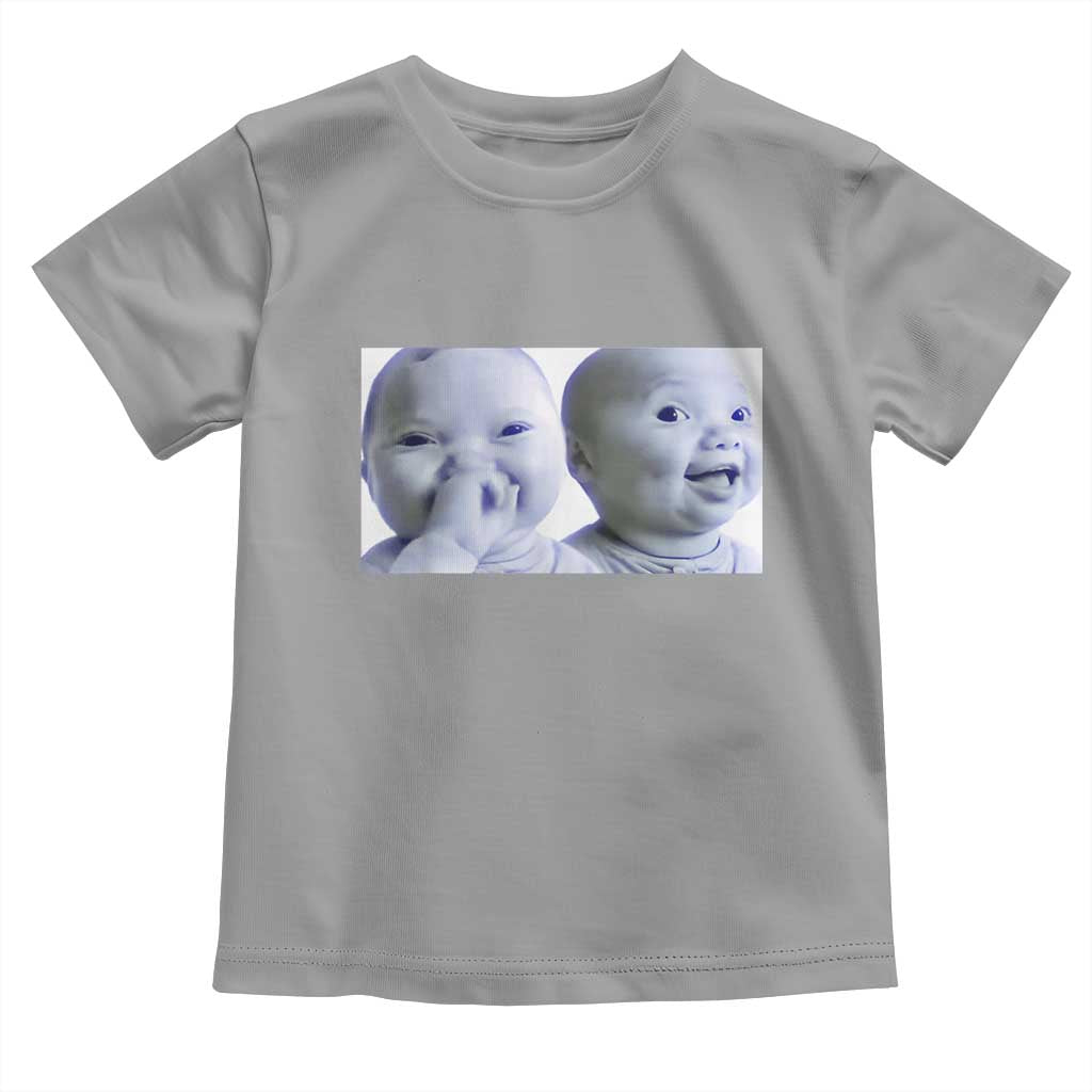 Funny Double Trouble Tuff Baby Meme Toddler T Shirt Viral AI Niche Baby Holding Laugh Duo Reaction TS02 Sport Gray Print Your Wear