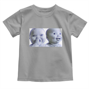 Funny Double Trouble Tuff Baby Meme Toddler T Shirt Viral AI Niche Baby Holding Laugh Duo Reaction TS02 Sport Gray Print Your Wear