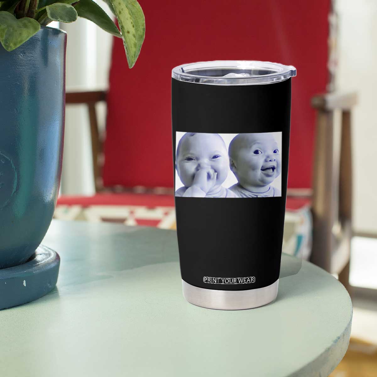 Funny Double Trouble Tuff Baby Meme Tumbler Cup Viral AI Niche Baby Holding Laugh Duo Reaction TS02 Print Your Wear