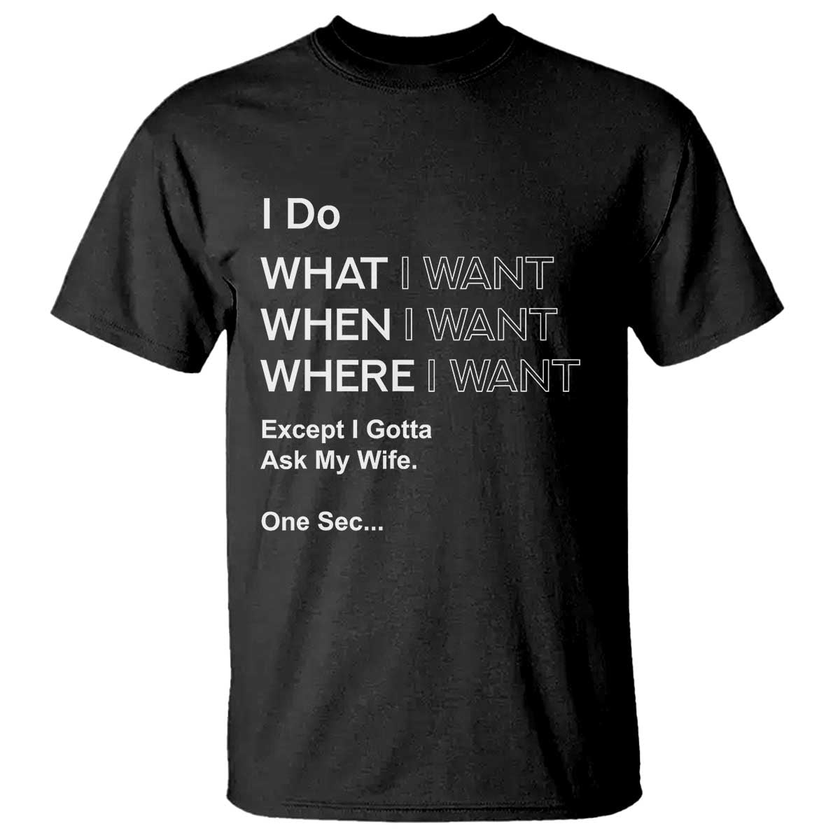 I Do What I Want Except Ask My Wife T Shirt Funny Married Humor Gag Gift for Husbands TS02 Black Print Your Wear