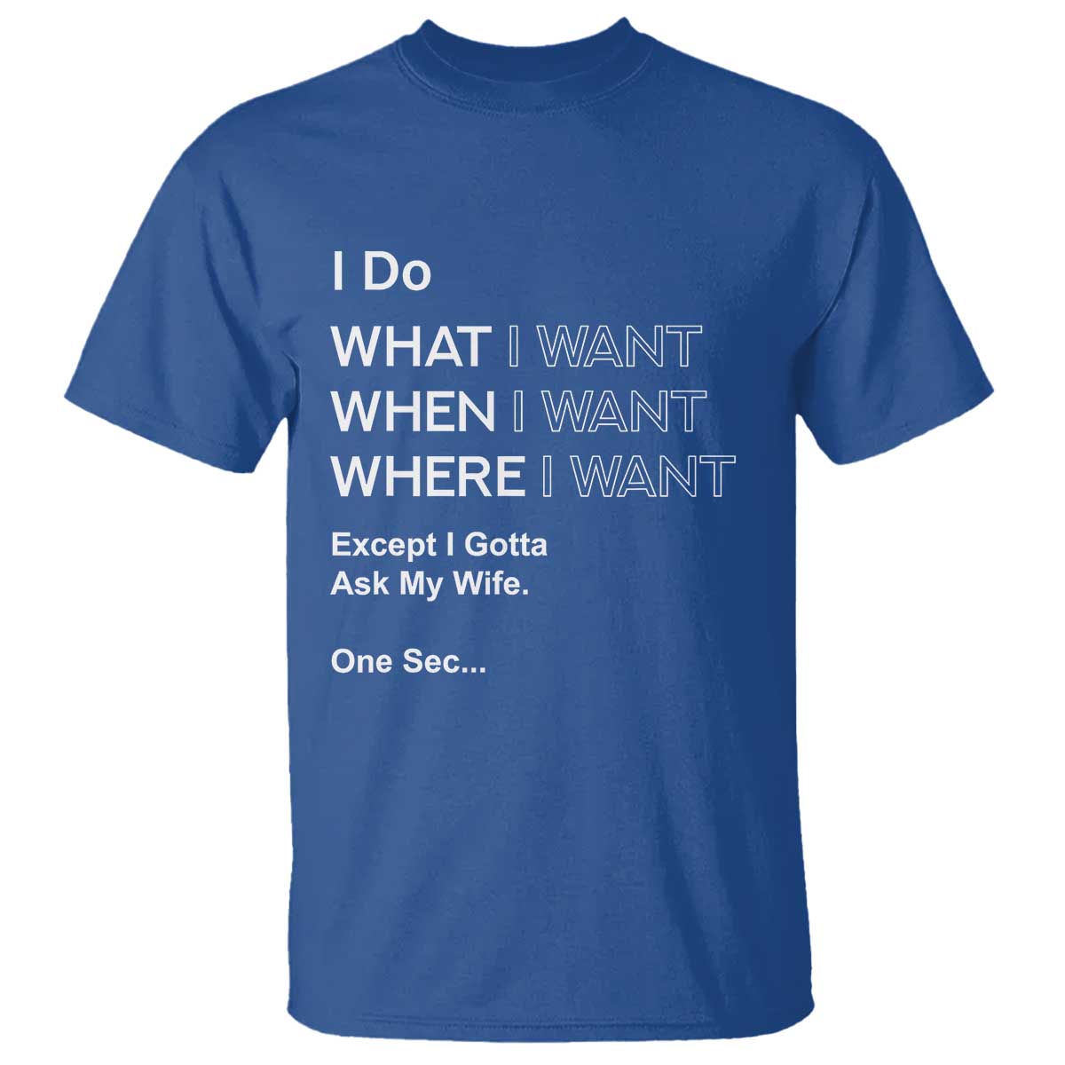I Do What I Want Except Ask My Wife T Shirt Funny Married Humor Gag Gift for Husbands TS02 Royal Blue Print Your Wear