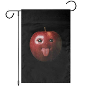 Cute Freaky Apple with Tongue Out Garden Flag Funny Goofy AI Fruit Meme TS02 Black Print Your Wear