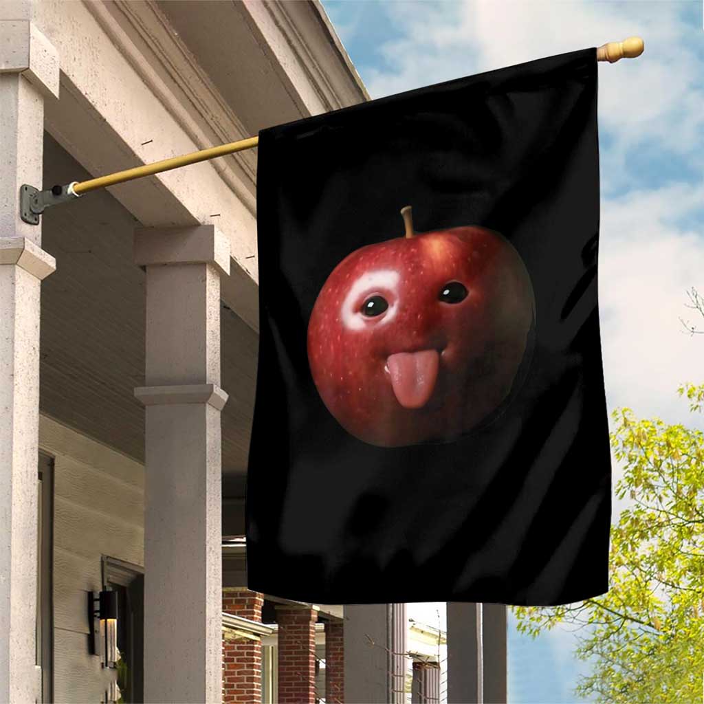 Cute Freaky Apple with Tongue Out Garden Flag Funny Goofy AI Fruit Meme TS02 Print Your Wear