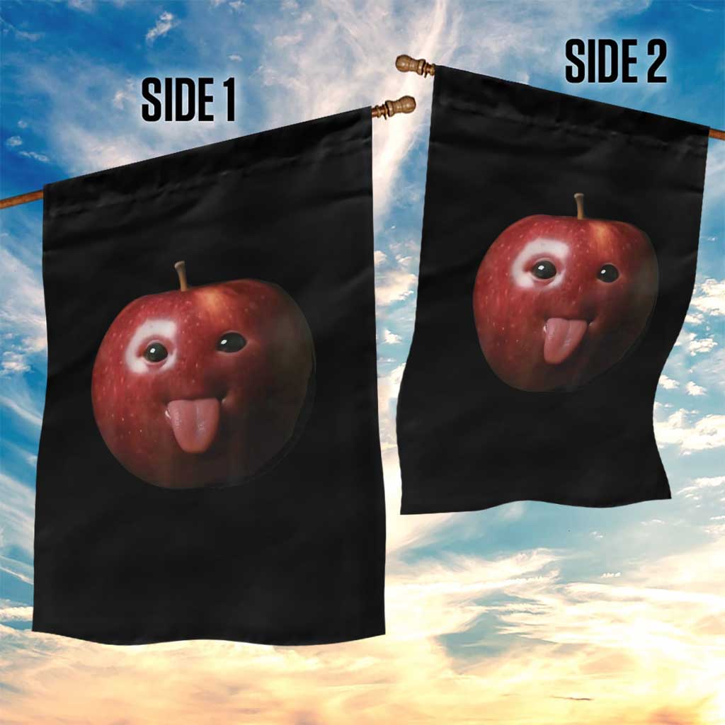 Cute Freaky Apple with Tongue Out Garden Flag Funny Goofy AI Fruit Meme TS02 Print Your Wear