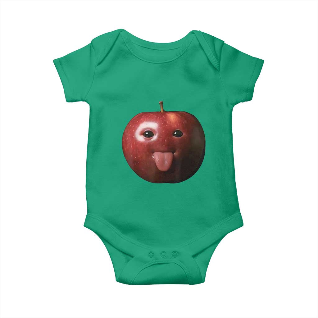 Cute Freaky Apple with Tongue Out Baby Onesie Funny Goofy AI Fruit Meme TS02 Irish Green Print Your Wear
