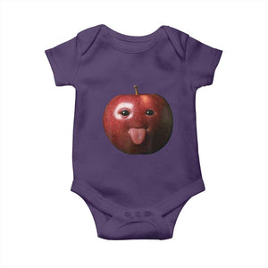 Cute Freaky Apple with Tongue Out Baby Onesie Funny Goofy AI Fruit Meme TS02 Purple Print Your Wear