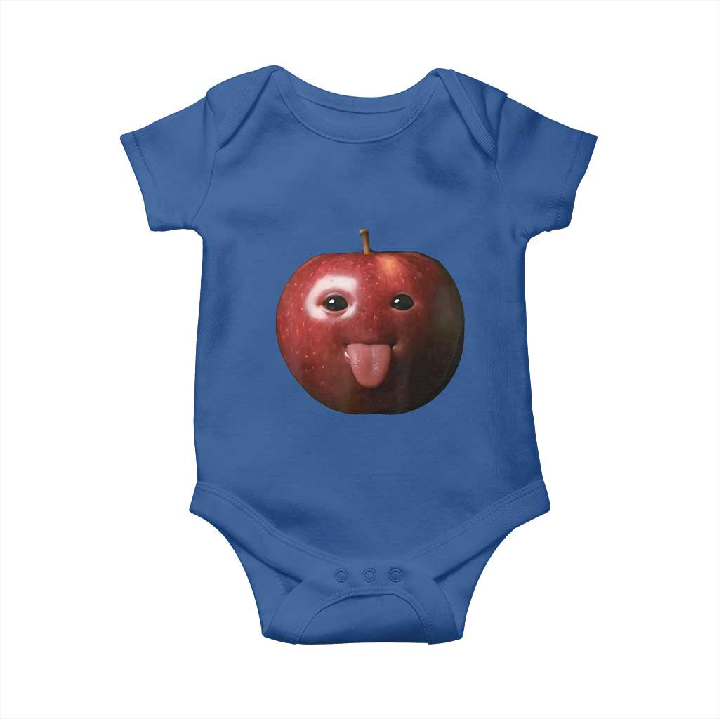 Cute Freaky Apple with Tongue Out Baby Onesie Funny Goofy AI Fruit Meme TS02 Royal Blue Print Your Wear