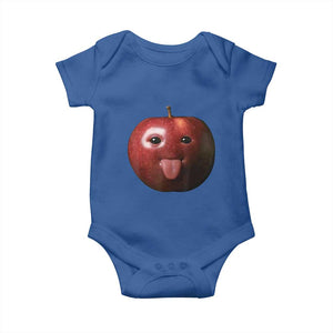 Cute Freaky Apple with Tongue Out Baby Onesie Funny Goofy AI Fruit Meme TS02 Royal Blue Print Your Wear