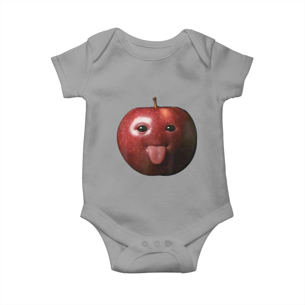 Cute Freaky Apple with Tongue Out Baby Onesie Funny Goofy AI Fruit Meme TS02 Sport Gray Print Your Wear