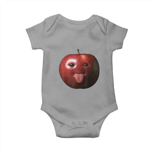 Cute Freaky Apple with Tongue Out Baby Onesie Funny Goofy AI Fruit Meme TS02 Sport Gray Print Your Wear