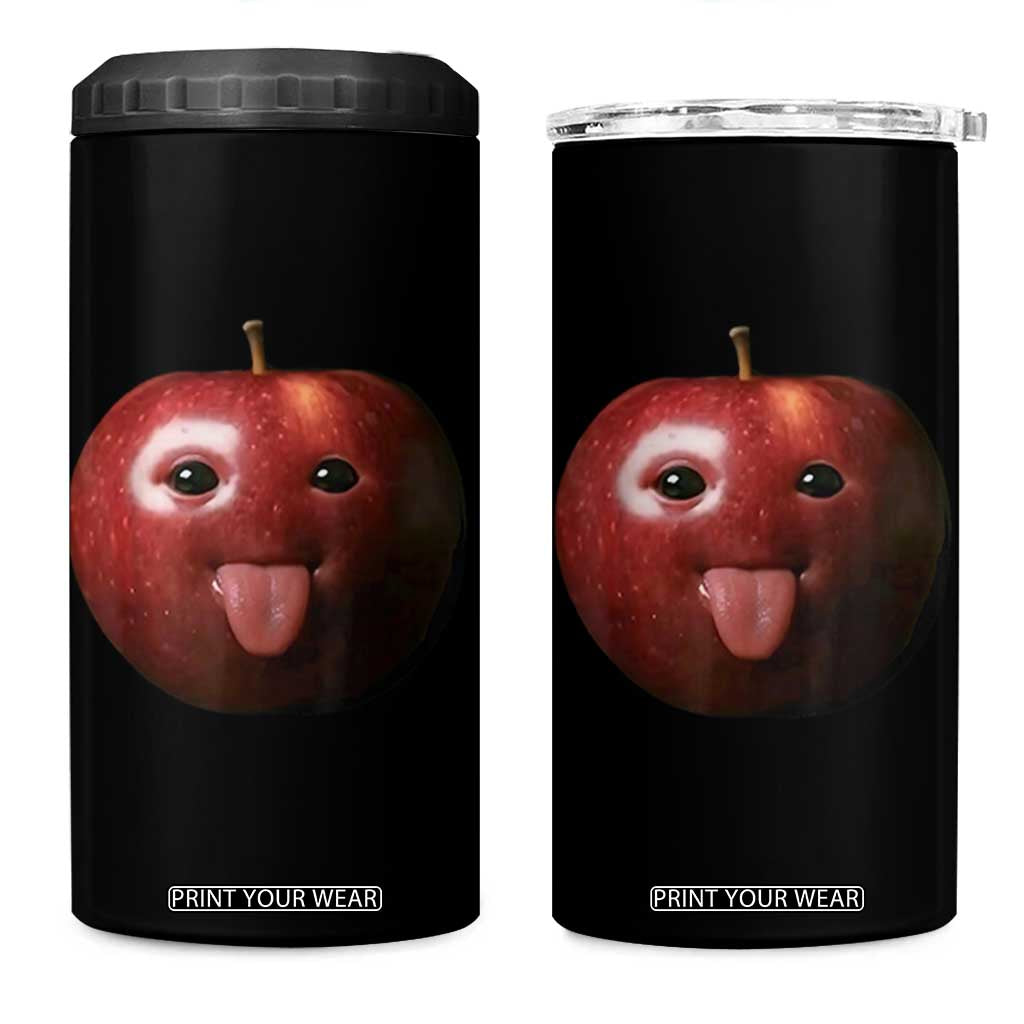 Cute Freaky Apple with Tongue Out 4 in 1 Can Cooler Tumbler Funny Goofy AI Fruit Meme TS02 One Size: 16 oz Black Print Your Wear