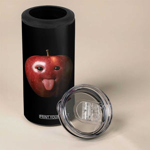Cute Freaky Apple with Tongue Out 4 in 1 Can Cooler Tumbler Funny Goofy AI Fruit Meme TS02 Print Your Wear