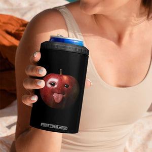 Cute Freaky Apple with Tongue Out 4 in 1 Can Cooler Tumbler Funny Goofy AI Fruit Meme TS02 Print Your Wear