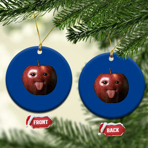 Cute Freaky Apple with Tongue Out Ceramic Ornament Funny Goofy AI Fruit Meme TS02 1pc Blue Print Your Wear