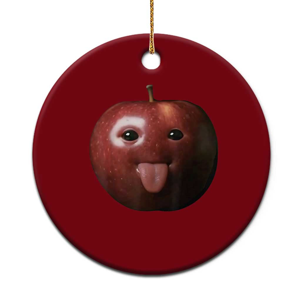 Cute Freaky Apple with Tongue Out Ceramic Ornament Funny Goofy AI Fruit Meme TS02 1pc Red Print Your Wear