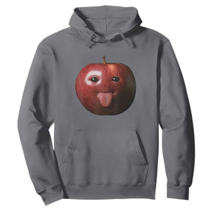 Cute Freaky Apple with Tongue Out Hoodie Funny Goofy AI Fruit Meme TS02 Charcoal Print Your Wear