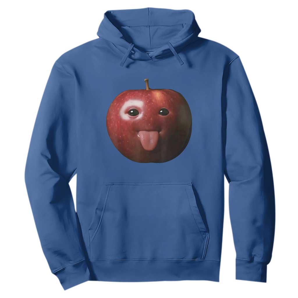 Cute Freaky Apple with Tongue Out Hoodie Funny Goofy AI Fruit Meme TS02 Royal Blue Print Your Wear