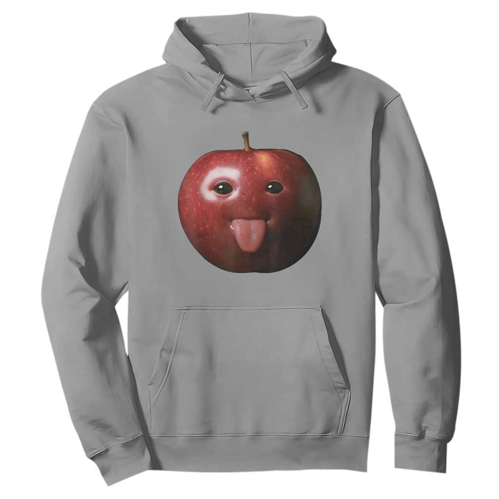 Cute Freaky Apple with Tongue Out Hoodie Funny Goofy AI Fruit Meme TS02 Sport Gray Print Your Wear