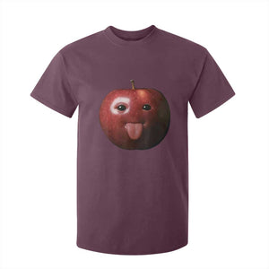 Cute Freaky Apple with Tongue Out T Shirt For Kid Funny Goofy AI Fruit Meme TS02 Maroon Print Your Wear