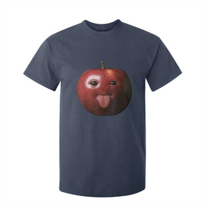 Cute Freaky Apple with Tongue Out T Shirt For Kid Funny Goofy AI Fruit Meme TS02 Navy Print Your Wear