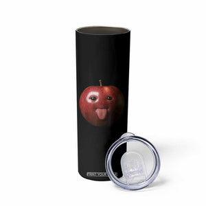 Cute Freaky Apple with Tongue Out Skinny Tumbler Funny Goofy AI Fruit Meme TS02 Print Your Wear