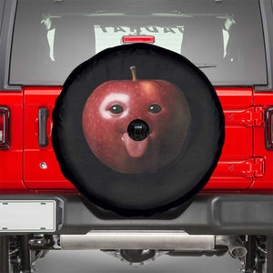 Cute Freaky Apple with Tongue Out Spare Tire Cover Funny Goofy AI Fruit Meme TS02 Black Print Your Wear