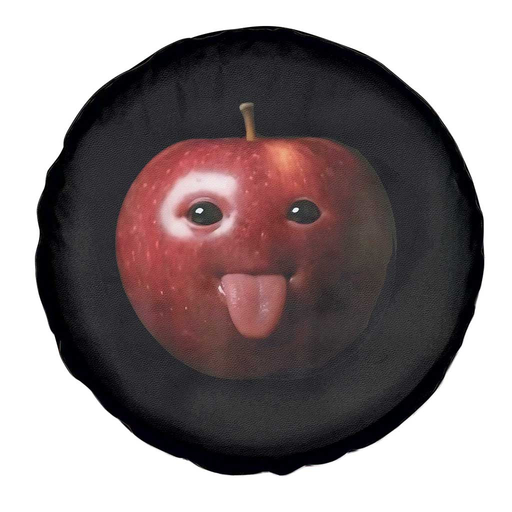 Cute Freaky Apple with Tongue Out Spare Tire Cover Funny Goofy AI Fruit Meme TS02 Print Your Wear