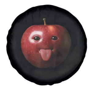Cute Freaky Apple with Tongue Out Spare Tire Cover Funny Goofy AI Fruit Meme TS02 Print Your Wear