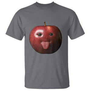 Cute Freaky Apple with Tongue Out T Shirt Funny Goofy AI Fruit Meme TS02 Charcoal Print Your Wear