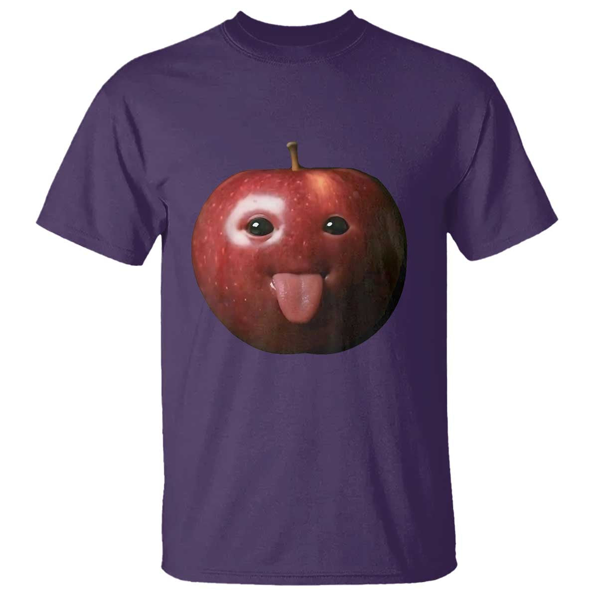 Cute Freaky Apple with Tongue Out T Shirt Funny Goofy AI Fruit Meme TS02 Purple Print Your Wear