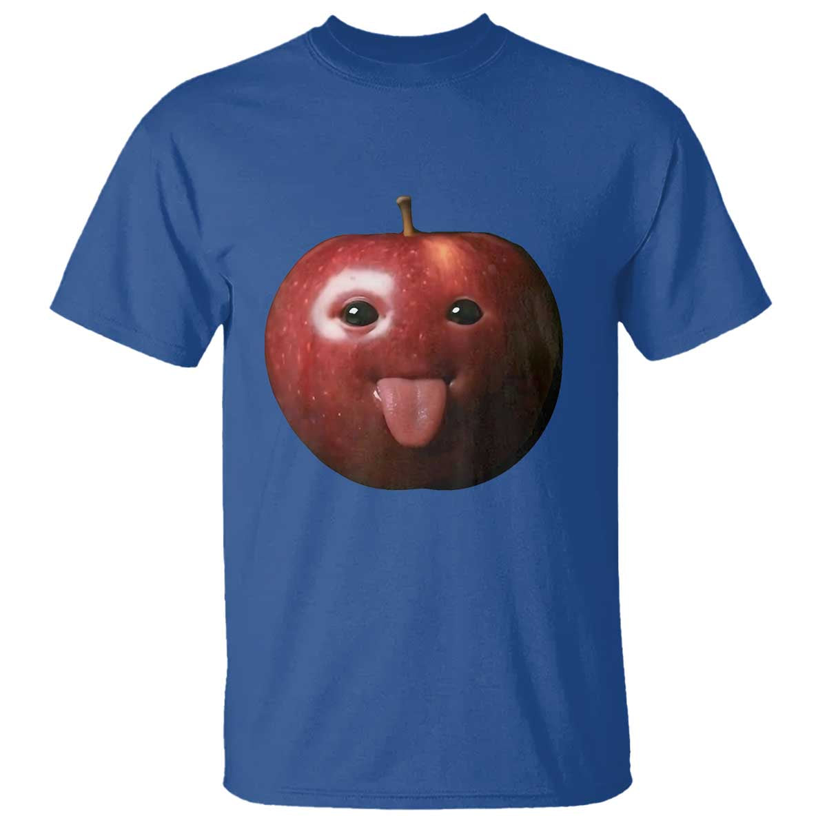 Cute Freaky Apple with Tongue Out T Shirt Funny Goofy AI Fruit Meme TS02 Royal Blue Print Your Wear