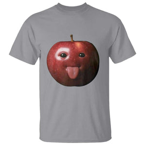Cute Freaky Apple with Tongue Out T Shirt Funny Goofy AI Fruit Meme TS02 Sport Gray Print Your Wear