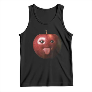 Cute Freaky Apple with Tongue Out Tank Top Funny Goofy AI Fruit Meme TS02 Black Print Your Wear