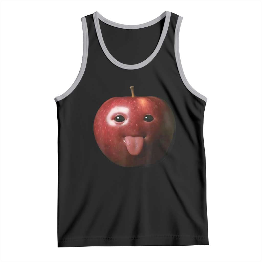 Cute Freaky Apple with Tongue Out Tank Top Funny Goofy AI Fruit Meme TS02 Black Athletic Heather Print Your Wear