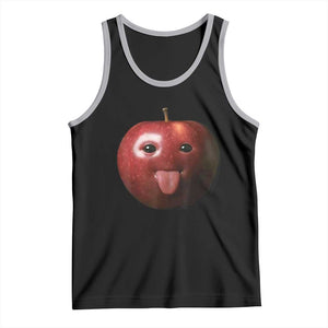 Cute Freaky Apple with Tongue Out Tank Top Funny Goofy AI Fruit Meme TS02 Black Athletic Heather Print Your Wear