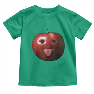 Cute Freaky Apple with Tongue Out Toddler T Shirt Funny Goofy AI Fruit Meme TS02 Irish Green Print Your Wear