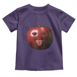 Cute Freaky Apple with Tongue Out Toddler T Shirt Funny Goofy AI Fruit Meme TS02 Purple Print Your Wear