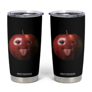 Cute Freaky Apple with Tongue Out Tumbler Cup Funny Goofy AI Fruit Meme TS02 Black Print Your Wear