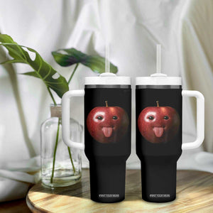 Cute Freaky Apple with Tongue Out Tumbler With Handle Funny Goofy AI Fruit Meme TS02 Print Your Wear