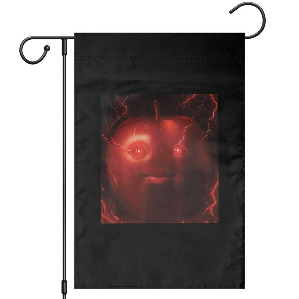 Evil Freaky Apple Meme Garden Flag Creepy Dark AI Fruit Face With Glowing Eyes TS02 Black Print Your Wear