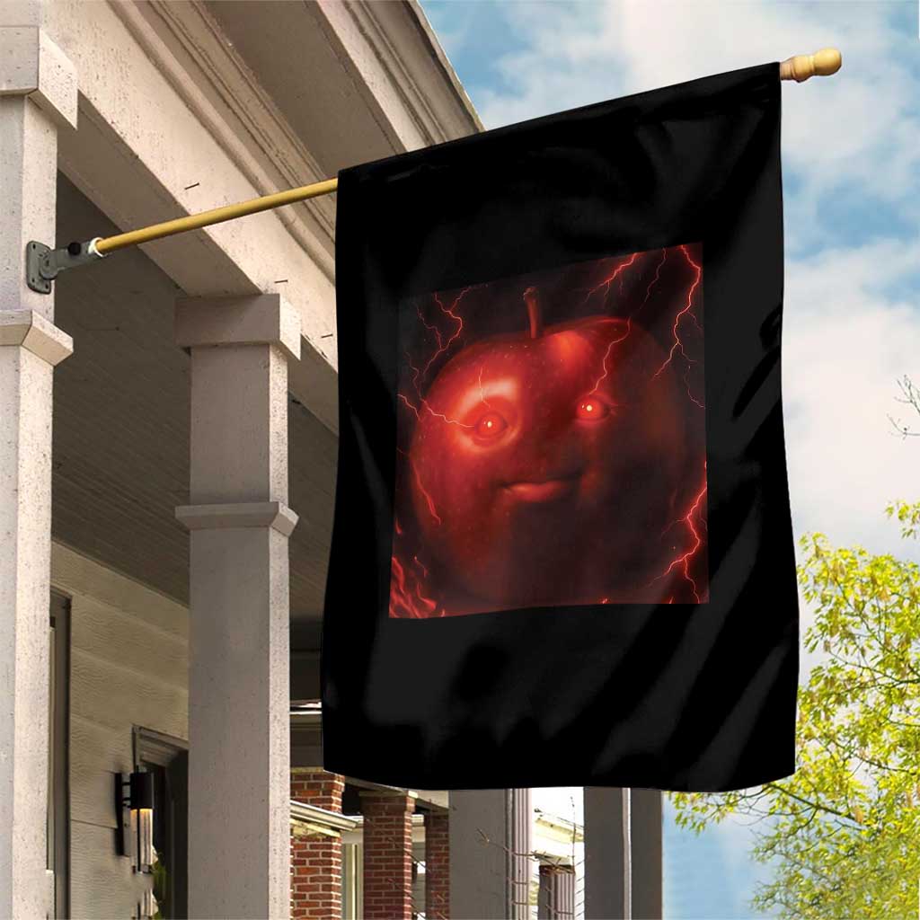 Evil Freaky Apple Meme Garden Flag Creepy Dark AI Fruit Face With Glowing Eyes TS02 Print Your Wear