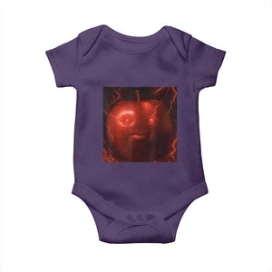 Evil Freaky Apple Meme Baby Onesie Creepy Dark AI Fruit Face With Glowing Eyes TS02 Purple Print Your Wear