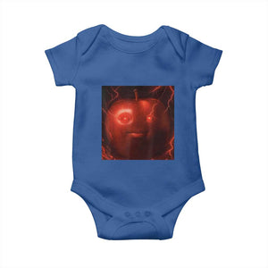 Evil Freaky Apple Meme Baby Onesie Creepy Dark AI Fruit Face With Glowing Eyes TS02 Royal Blue Print Your Wear