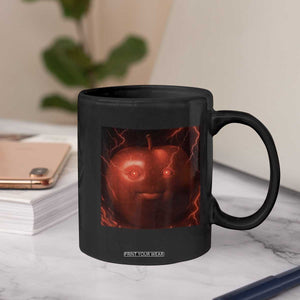 Evil Freaky Apple Meme Coffee Mug Creepy Dark AI Fruit Face With Glowing Eyes TS02 Print Your Wear