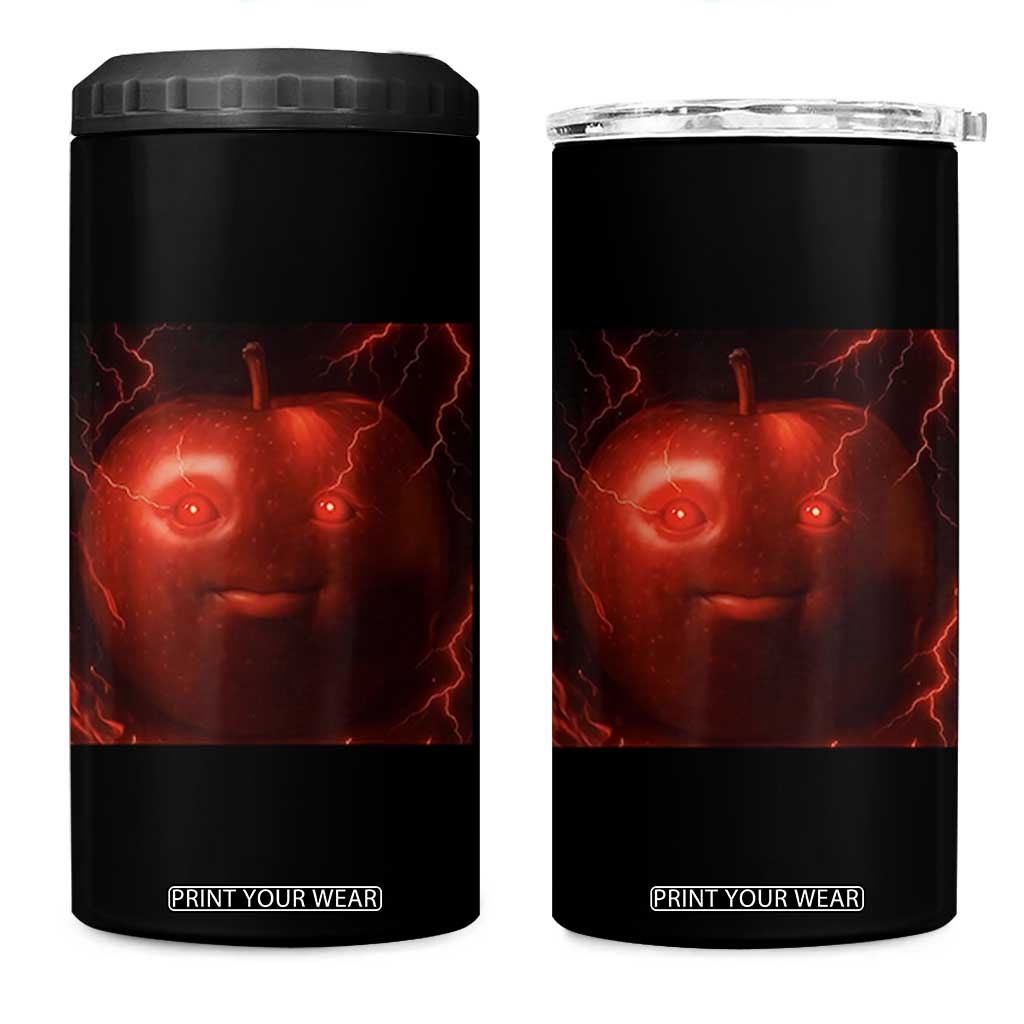 Evil Freaky Apple Meme 4 in 1 Can Cooler Tumbler Creepy Dark AI Fruit Face With Glowing Eyes TS02 One Size: 16 oz Black Print Your Wear