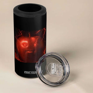 Evil Freaky Apple Meme 4 in 1 Can Cooler Tumbler Creepy Dark AI Fruit Face With Glowing Eyes TS02 Print Your Wear