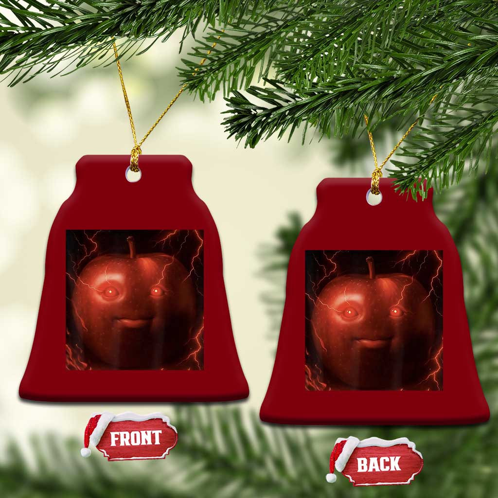 Evil Freaky Apple Meme Ceramic Ornament Creepy Dark AI Fruit Face With Glowing Eyes TS02 Print Your Wear