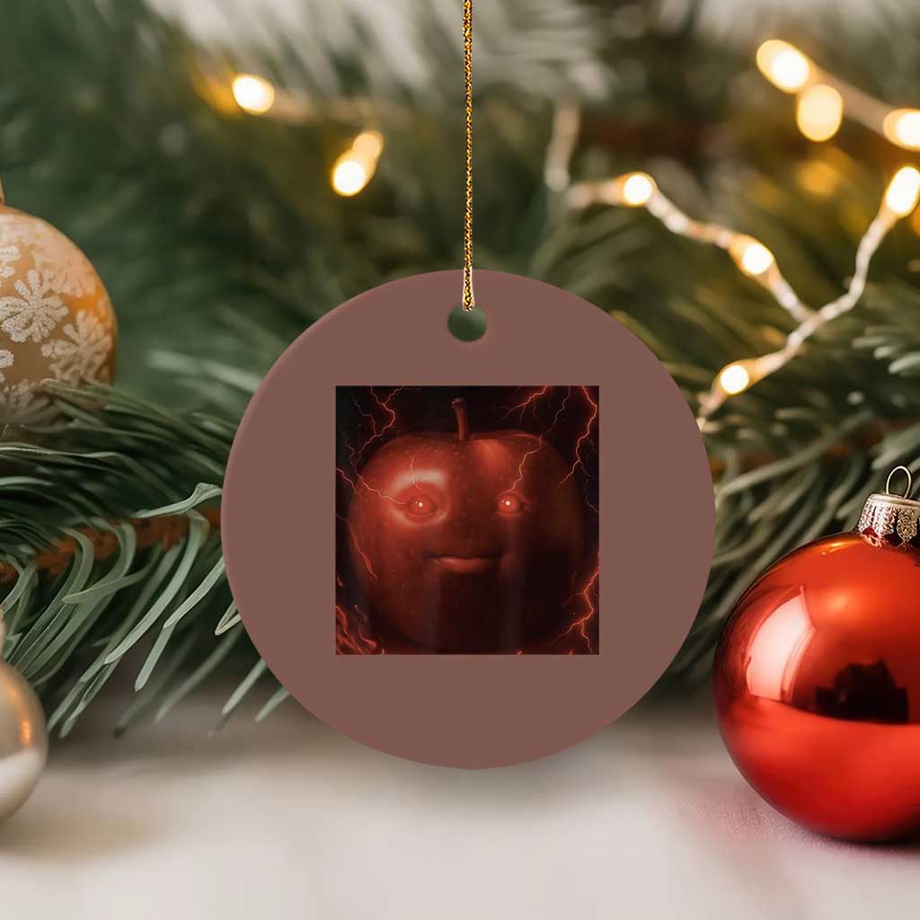 Evil Freaky Apple Meme Ceramic Ornament Creepy Dark AI Fruit Face With Glowing Eyes TS02 1pc Mocha Print Your Wear